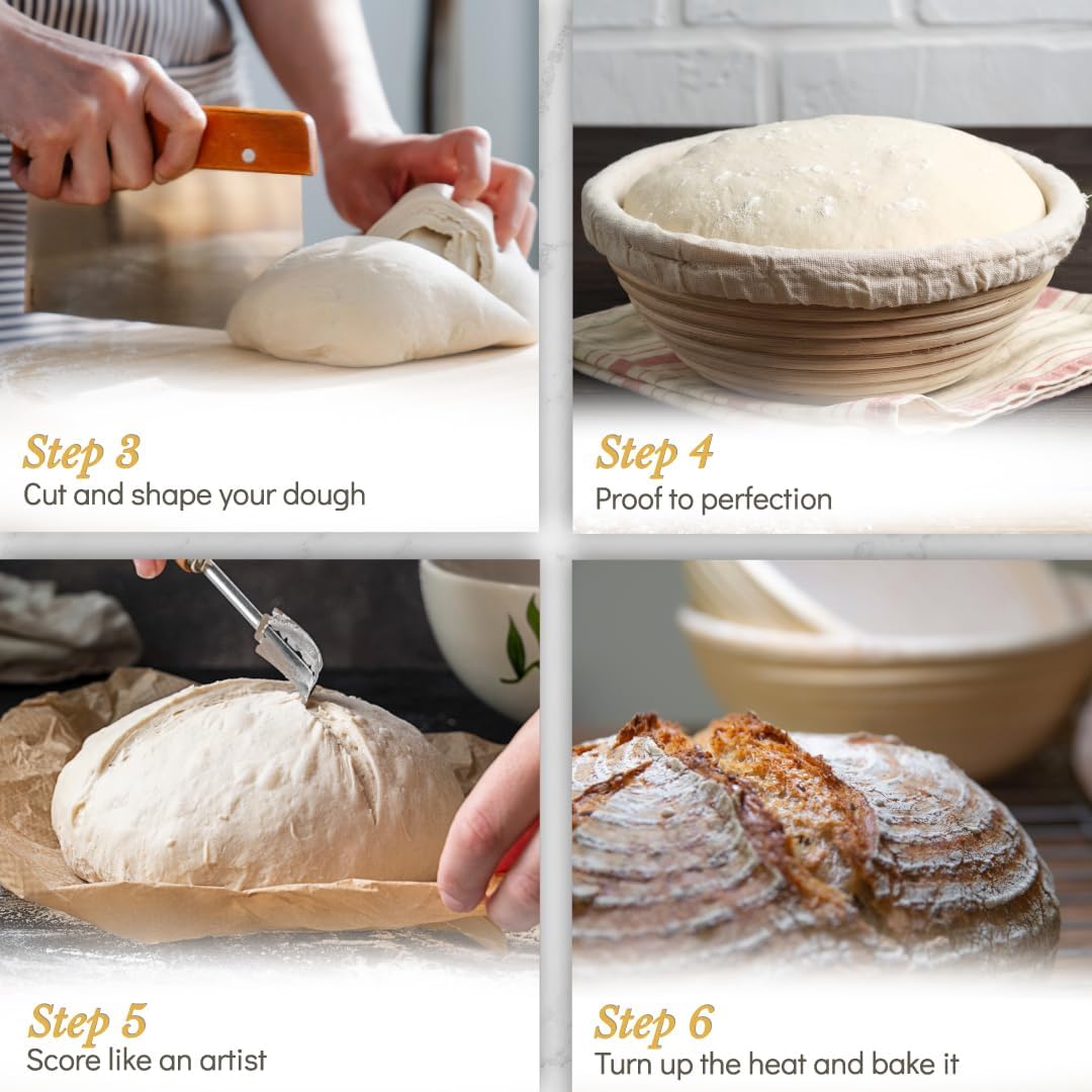 HOM Sourdough Starter Kit, Organic Dehydrated Culture with Guidebook, Baking Tools for Homemade Bread, Vegan & Non-GMO
