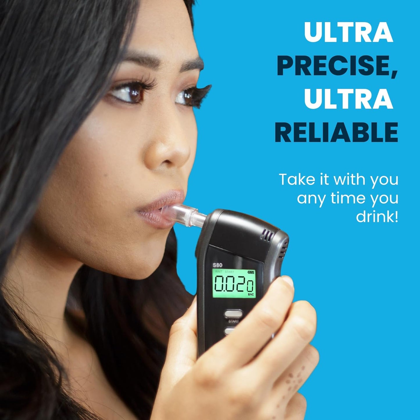 HOM Professional Grade Breathalyzer for Personal Use - High Accuracy Alcohol Tester w/Digital Display, Portable Keychain BAC Tester