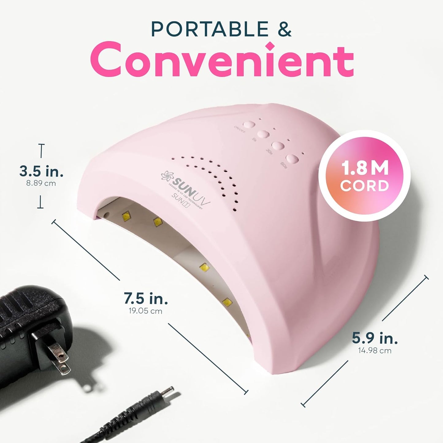 HOM UV Nail Lamp, 48W Professional Gel Nail Dryer with 4 Timer Settings & LCD Display, Portable for Home Salon Use