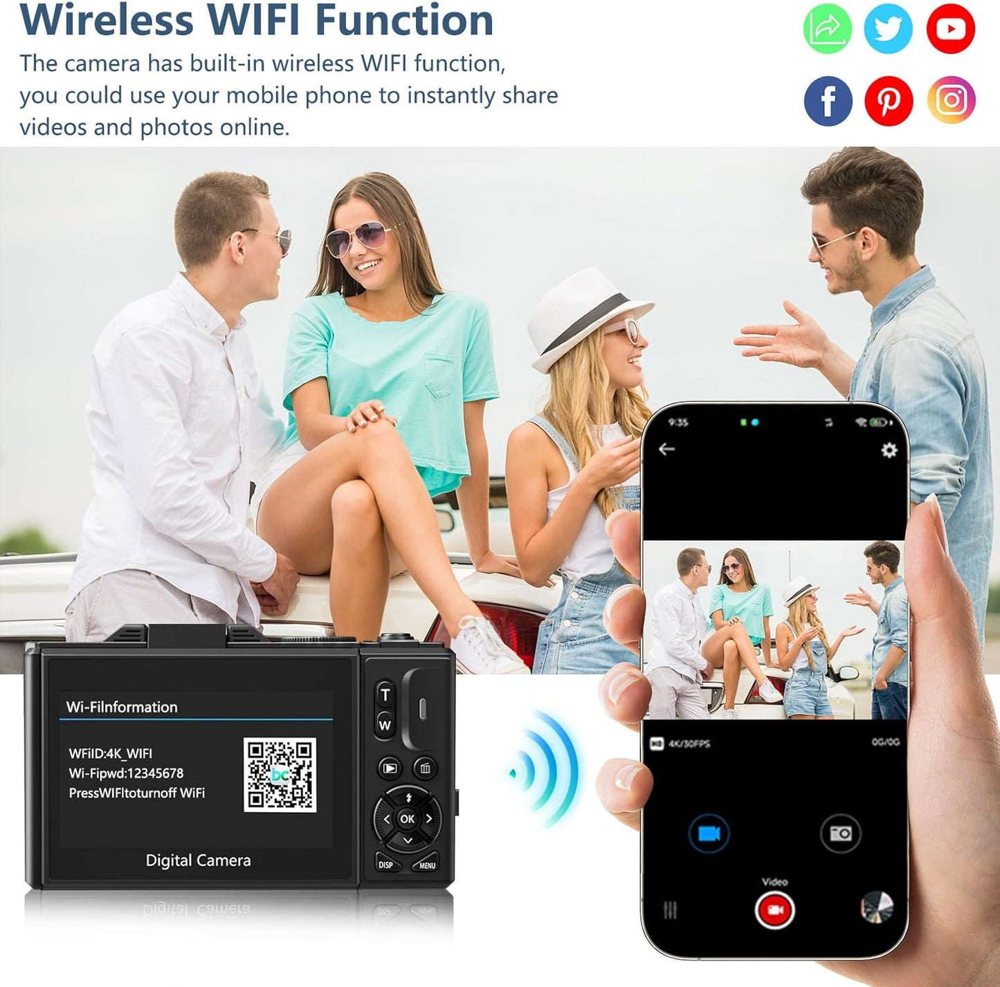 HOM 4K Vlogging Camera with Flip Screen, Dual Batteries & WiFi – YouTube/Travel Content Creator Kit