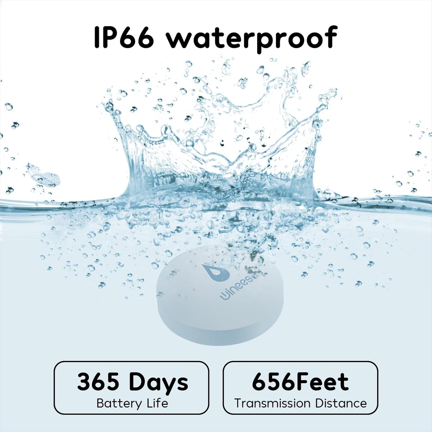 HOM Smart Water Leak Detector with App Alerts – Battery-Powered Flood Sensor for Home, Basement, or RV