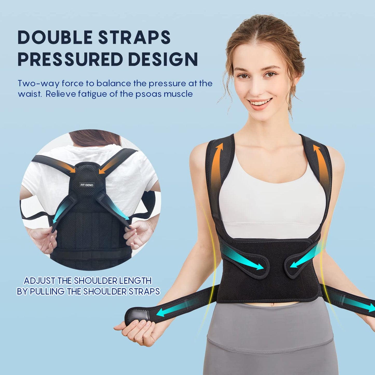 HOM Women's Posture Corrector Brace - Upper Back Support Pain Relief, Comfortable Shoulder Straightener, Adjustable Posture Trainer for Clavicle
