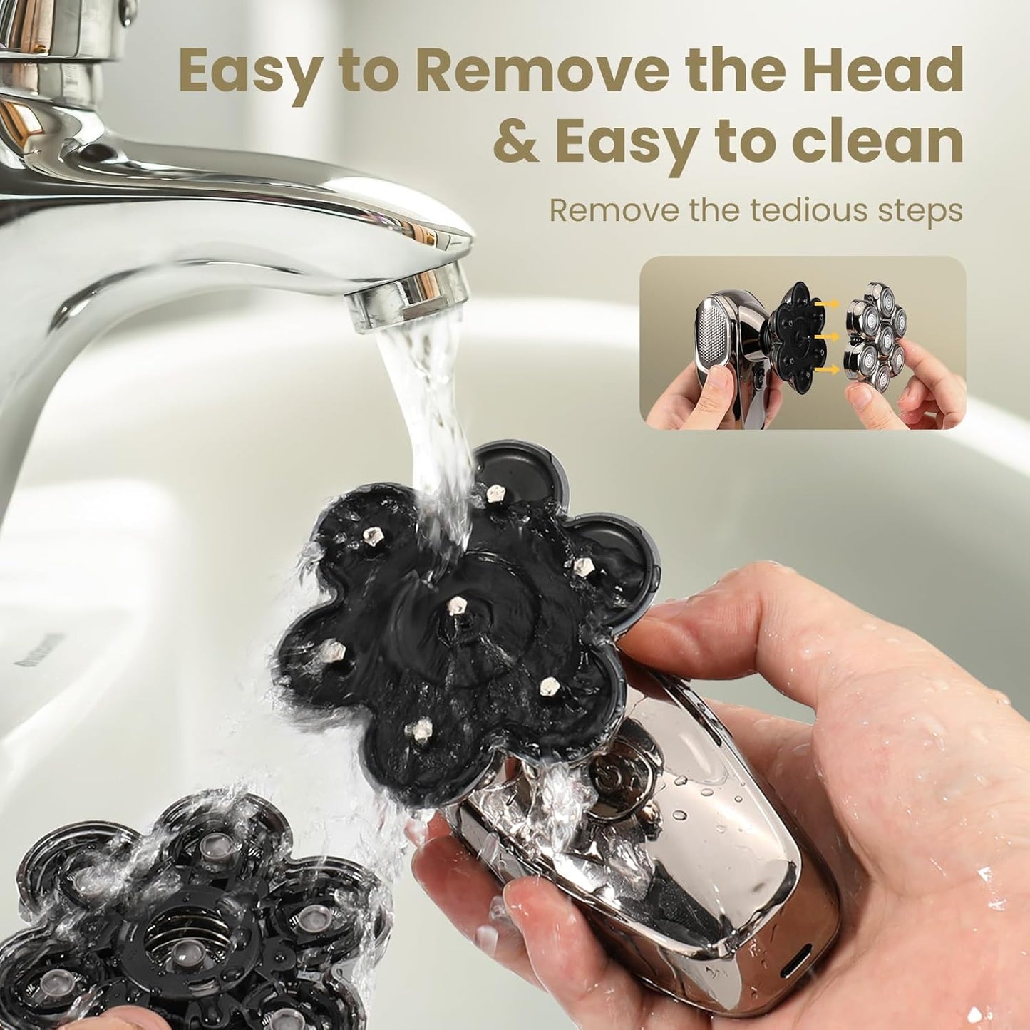 HOM 7D Rotary Shaver for Bald Head – Wet/Dry IPX7 Waterproof with LED Display & Travel Lock