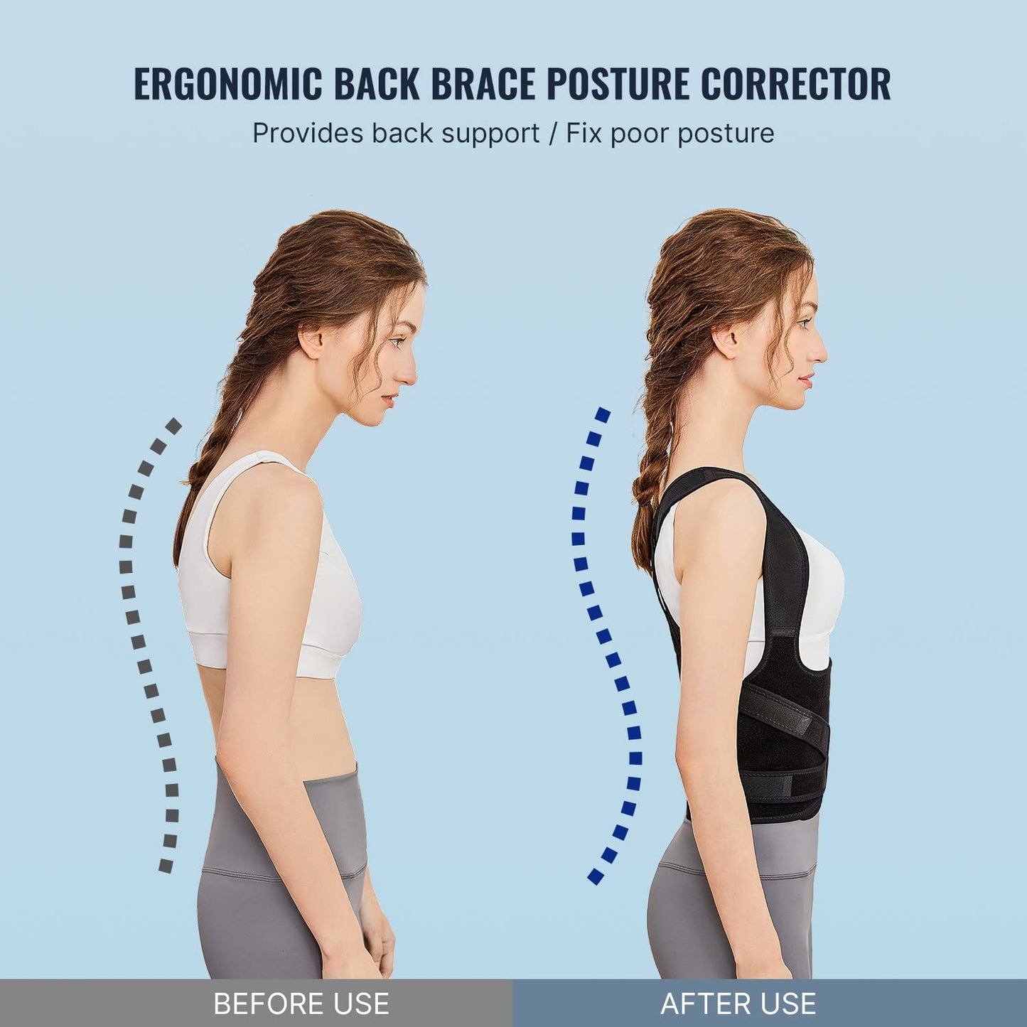 HOM Women's Posture Corrector Brace - Upper Back Support Pain Relief, Comfortable Shoulder Straightener, Adjustable Posture Trainer for Clavicle