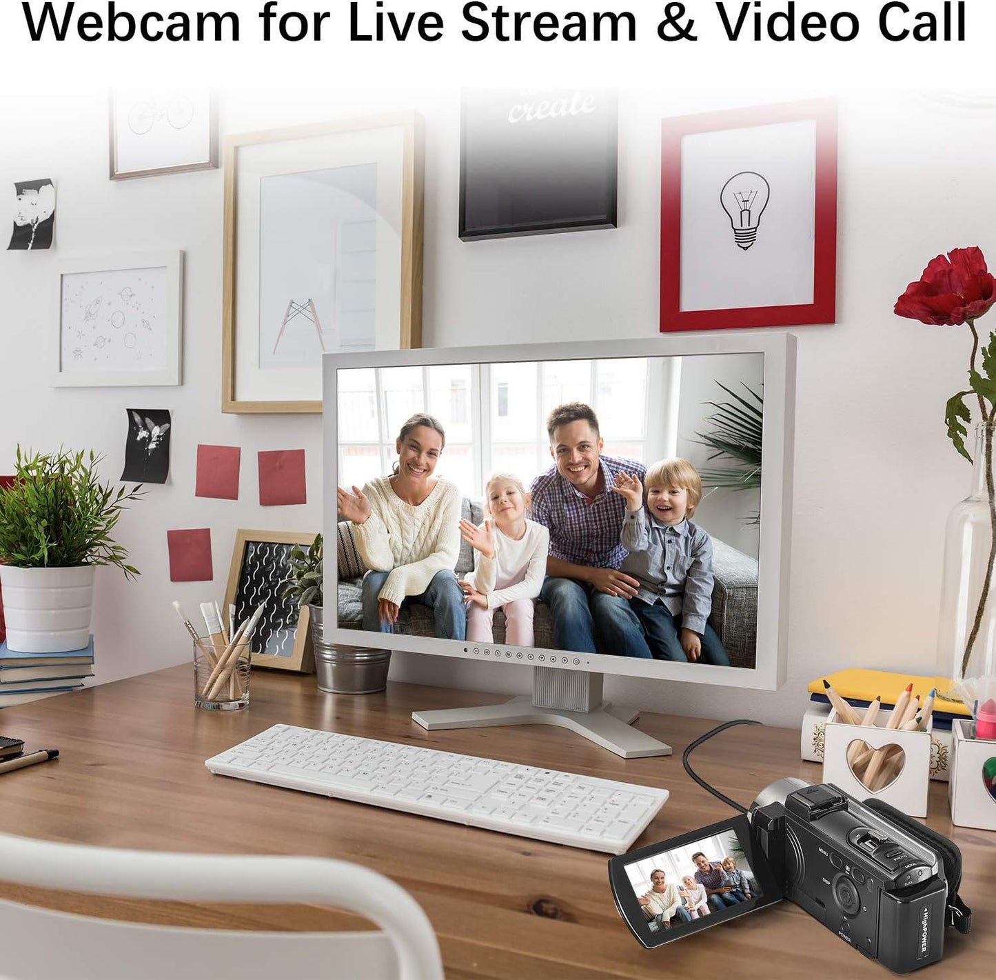 HOM 3K Camcorder with 18x Zoom & Dual Batteries – External Mic Support for Weddings/Sports Recording