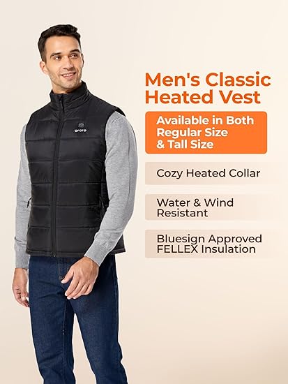HOM Heated Vest for Men & Women, 3 Heat Settings Rechargeable Battery, Lightweight Thermal Jacket for Outdoor Sports
