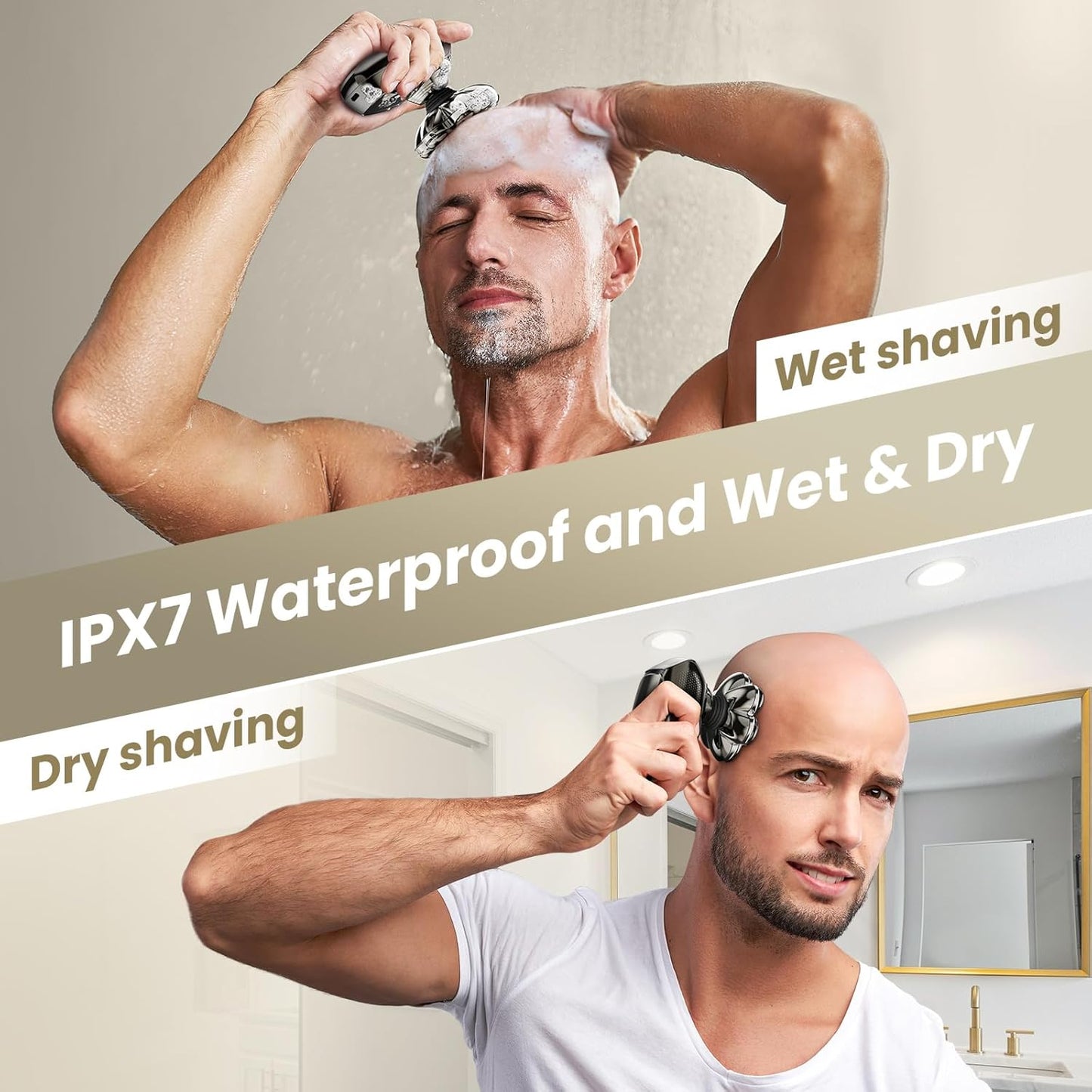 HOM 7D Rotary Shaver for Bald Head – Wet/Dry IPX7 Waterproof with LED Display & Travel Lock