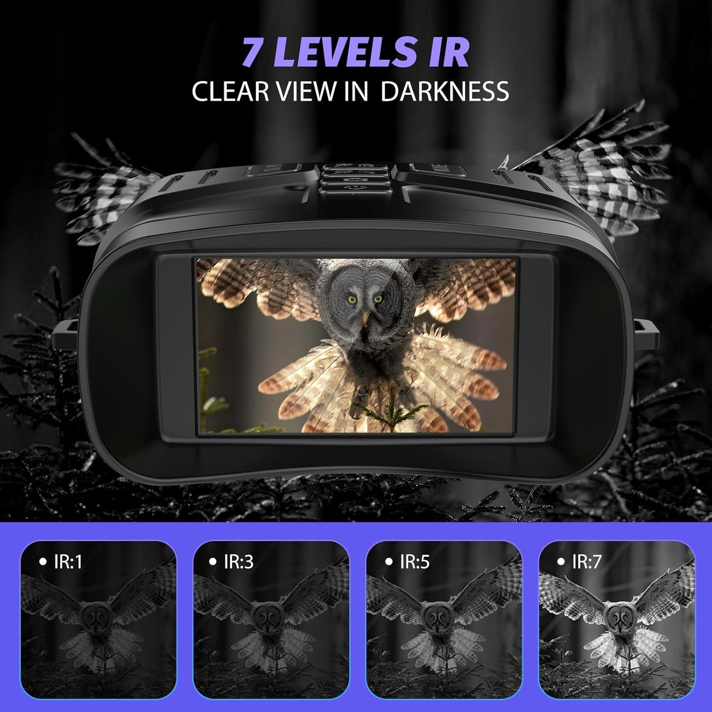 HOM Digital Night Vision Binoculars with 1000ft IR – 1080p Recording for Hunting/Surveillance