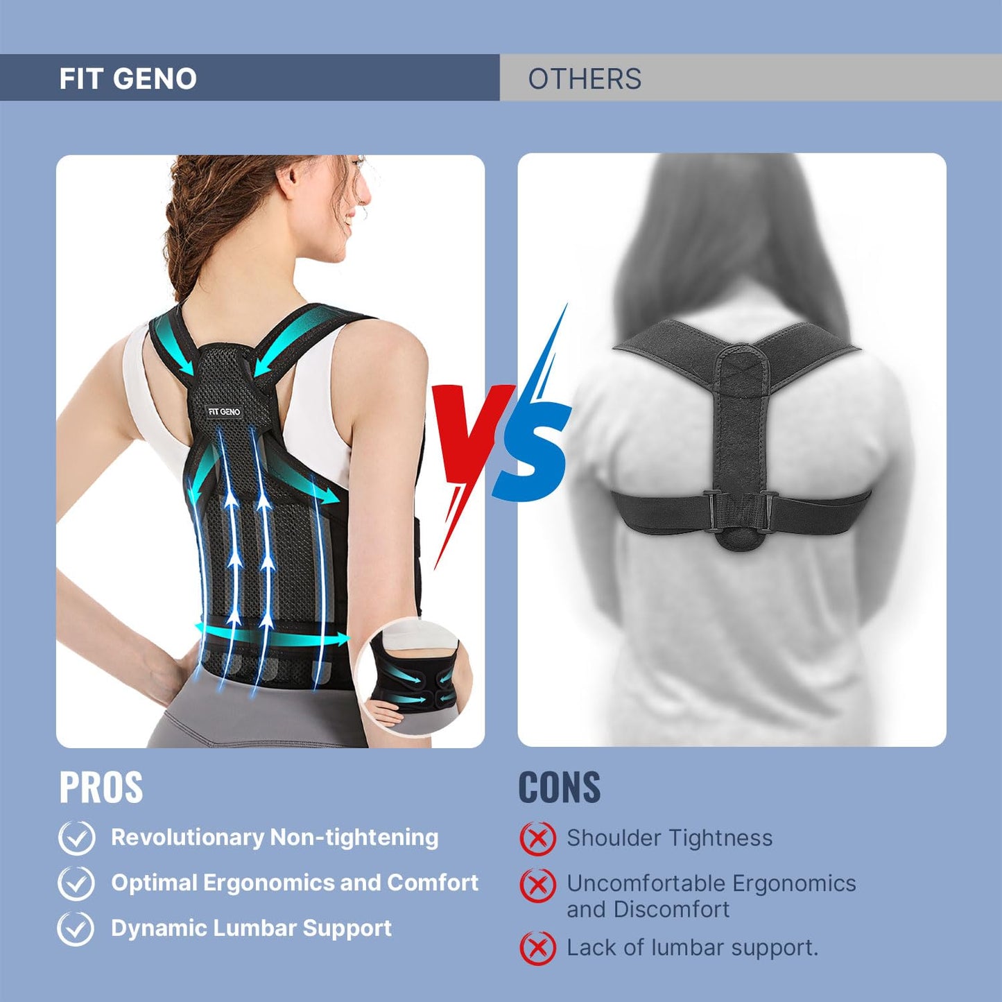 HOM Women's Posture Corrector Brace - Upper Back Support Pain Relief, Comfortable Shoulder Straightener, Adjustable Posture Trainer for Clavicle
