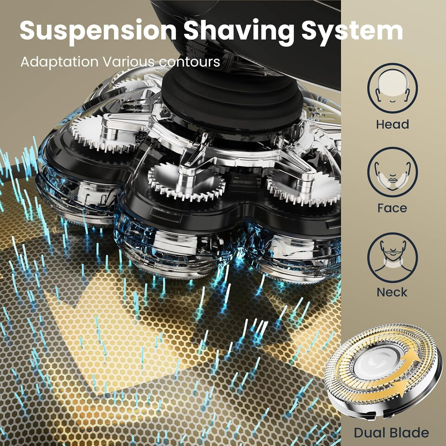 HOM 7D Rotary Shaver for Bald Head – Wet/Dry IPX7 Waterproof with LED Display & Travel Lock