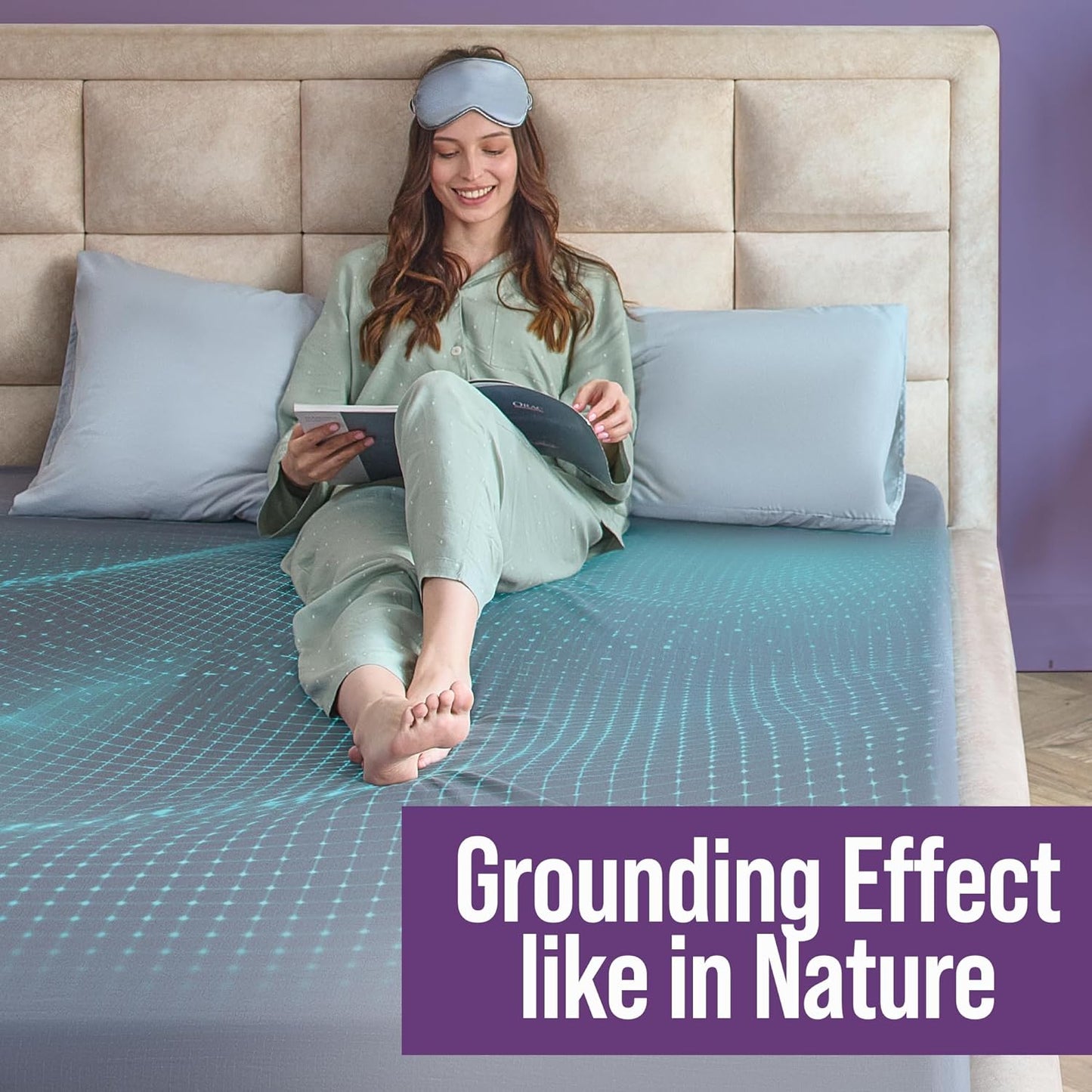 HOM Grounding Sheets, Conductive Silver Thread Queen Size, Earthing Bed Sheet for Better Sleep & Recovery