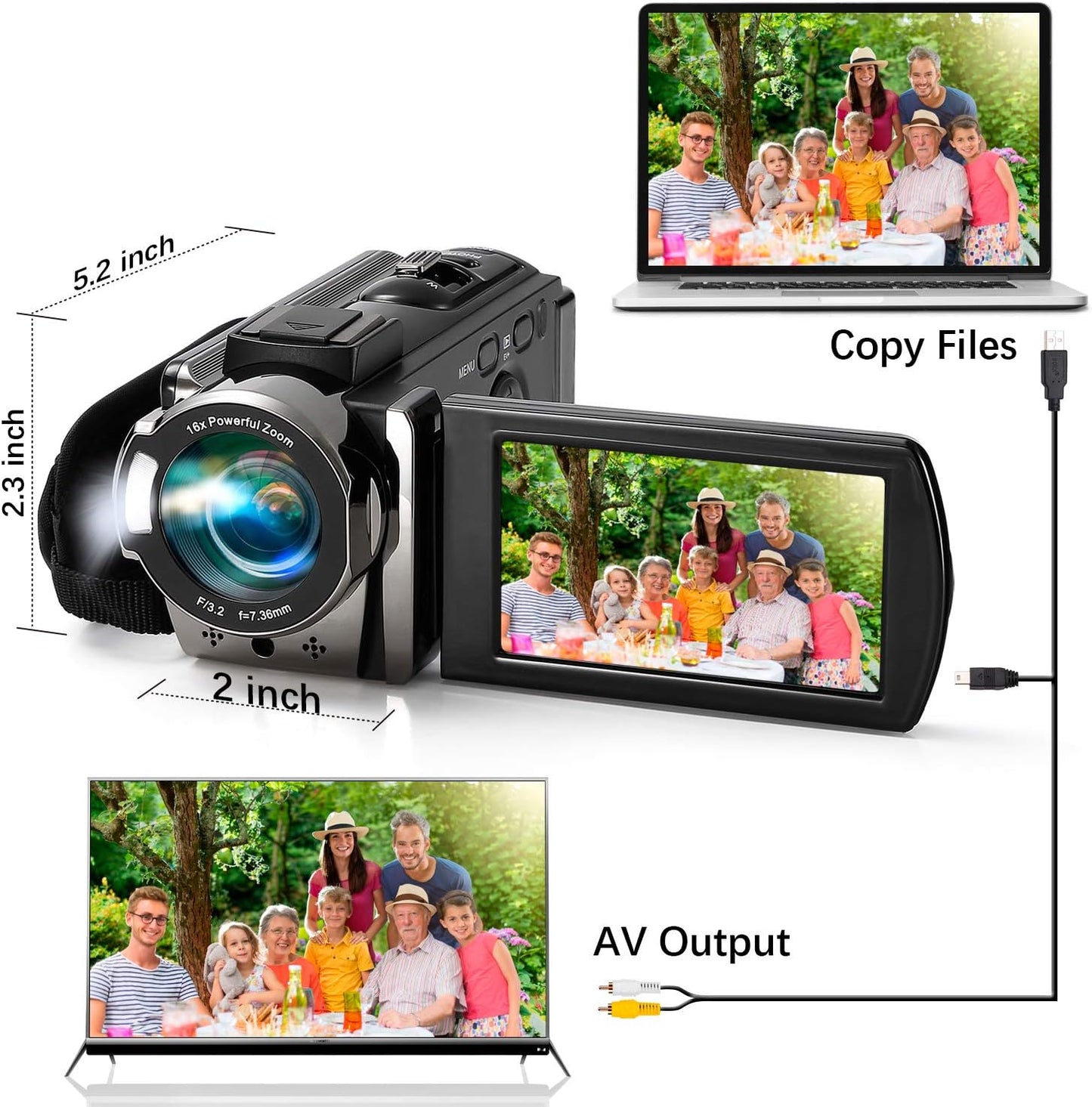 HOM 3K Camcorder with 18x Zoom & Dual Batteries – External Mic Support for Weddings/Sports Recording