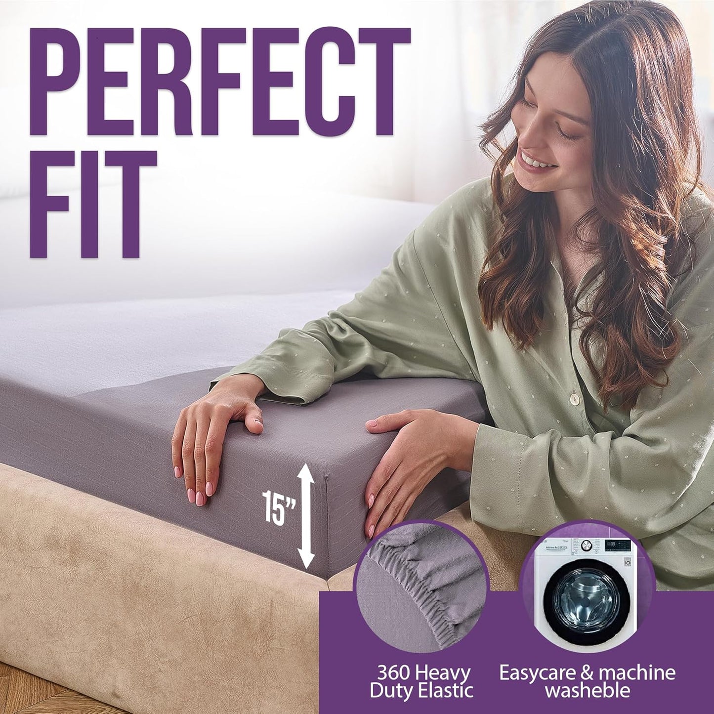 HOM Grounding Sheets, Conductive Silver Thread Queen Size, Earthing Bed Sheet for Better Sleep & Recovery