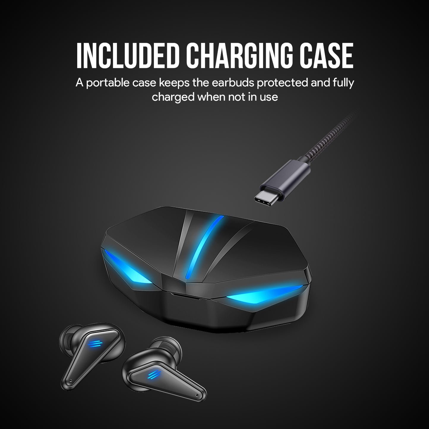 HOM True Wireless Gaming Earbuds - High-Quality Gaming Headphones Earphones with Ultra-Low Latency and Quick Bluetooth Pairing