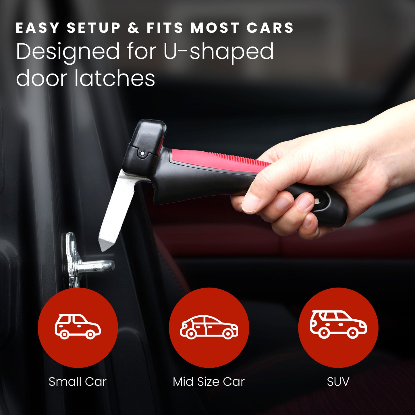 HOM Car Door Handle for Elderly - Multifunction Car Door Grabbers for Seniors with Window Breaker, Seatbelt Cutter & Built-in Flashlight - Must-Have Car Accessories for Seniors & Handicapped (2-pack)