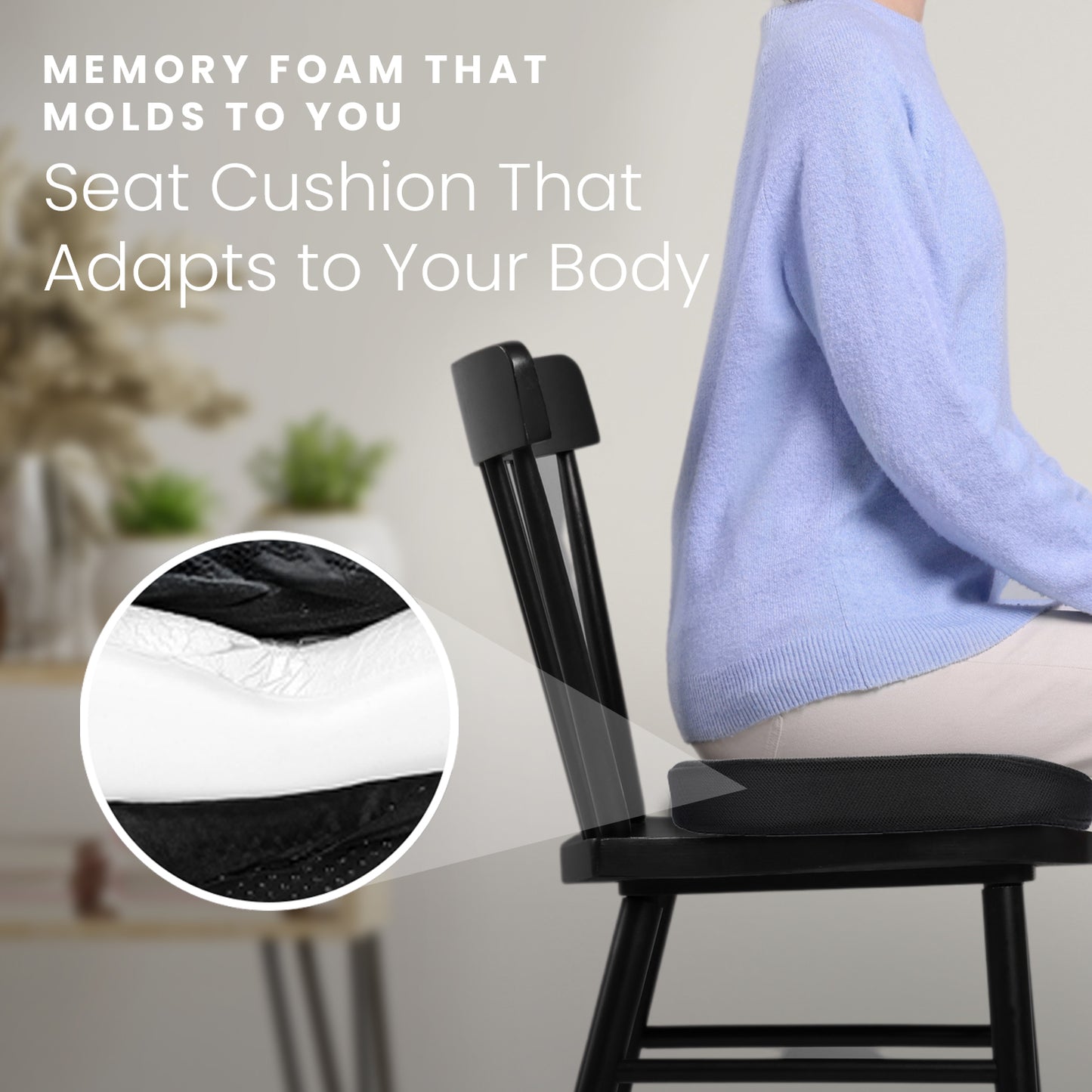 HOM Cooling Gel Memory Foam Seat Cushion - Ergonomic Chair Cushion with Cooling Gel Technology for Back Pain Relief & Ultimate Comfort