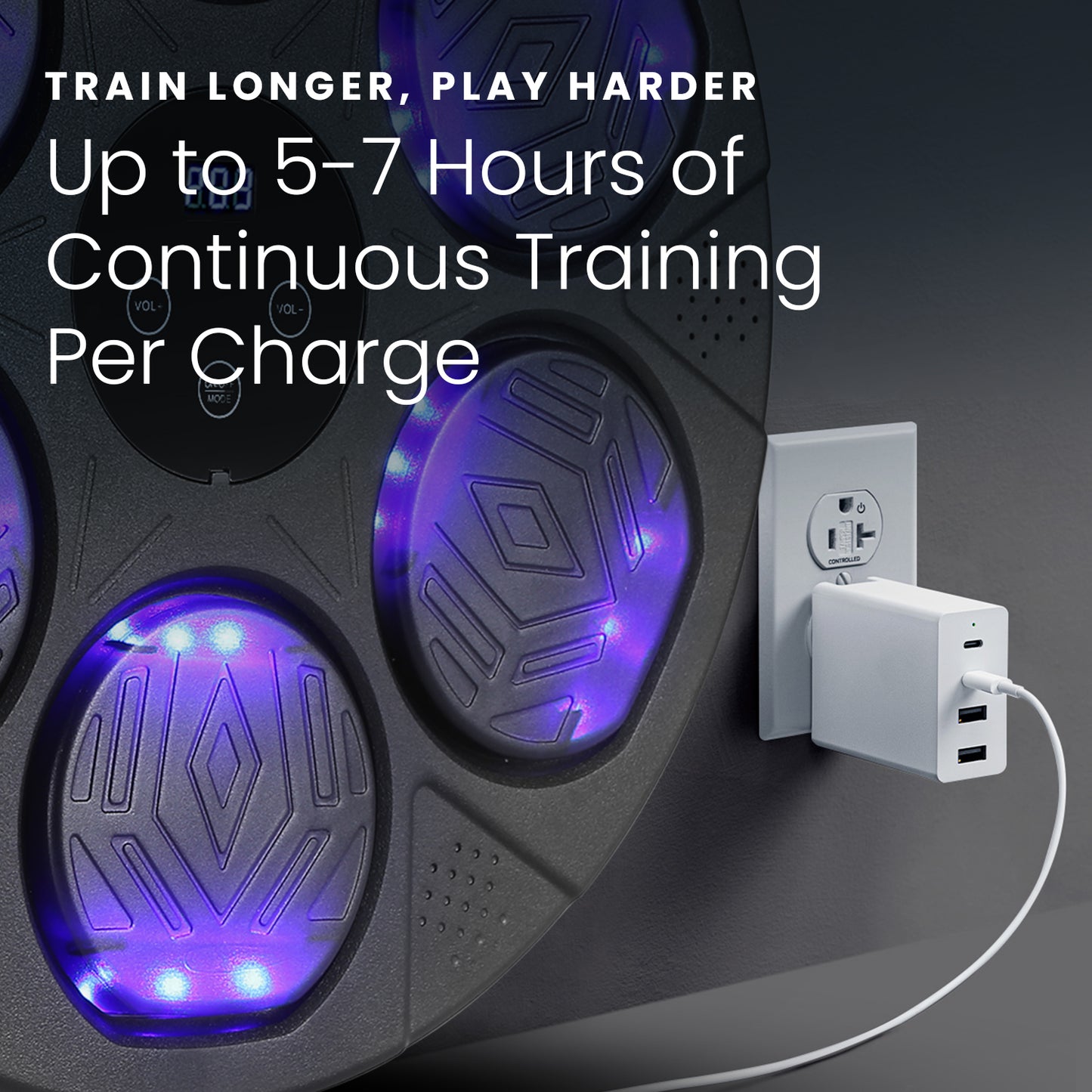 HOM Music Boxing Target - Punching Machine with Bluetooth Connectivity for Playing Music - Boxing Machine with 6 Punching Pads, Target Counter & Indicator Lights for Accuracy Training (Gloves Included)