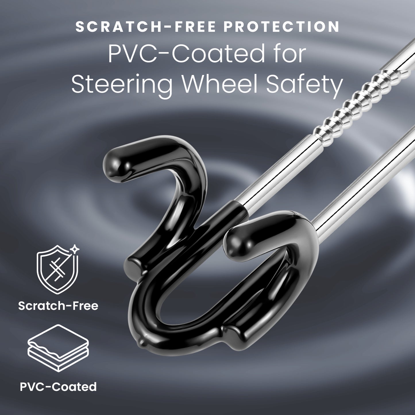 HOM Steering Wheel Lock - Anti-Theft Device for Car Steering Wheel - Retractable Steering Wheel Lock for Cars - Fits Most Vehicles