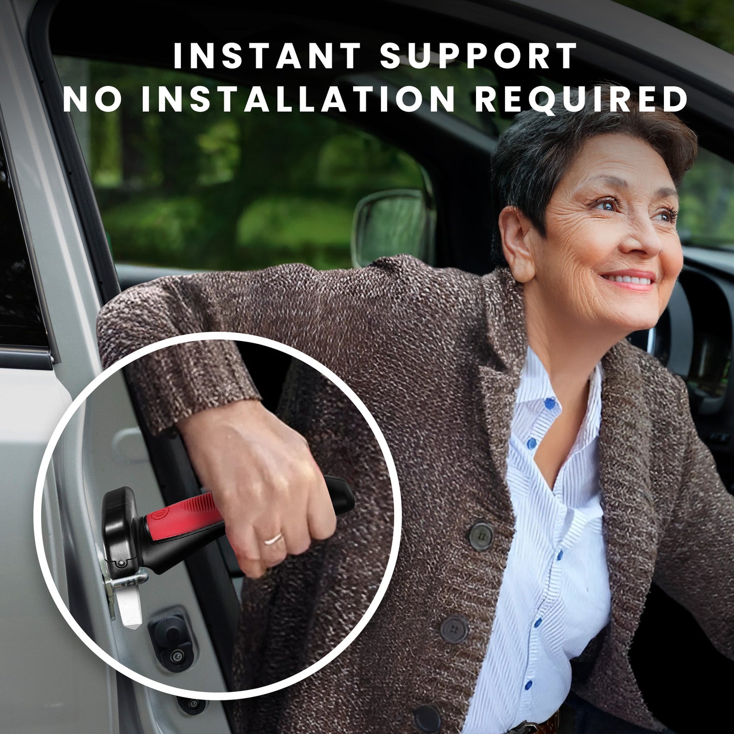 HOM Car Door Handle for Elderly - Multifunction Car Door Grabbers for Seniors with Window Breaker, Seatbelt Cutter & Built-in Flashlight - Must-Have Car Accessories for Seniors & Handicapped (2-pack)
