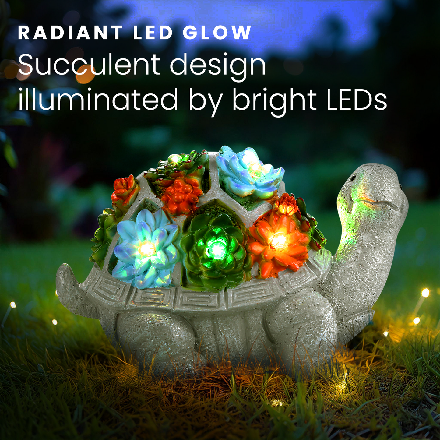 HOM Solar Turtle Statue - Solar Powered Turtle for Garden Decor with LED - Waterproof Solar Lights Outdoor for Patio, Yard, Porch