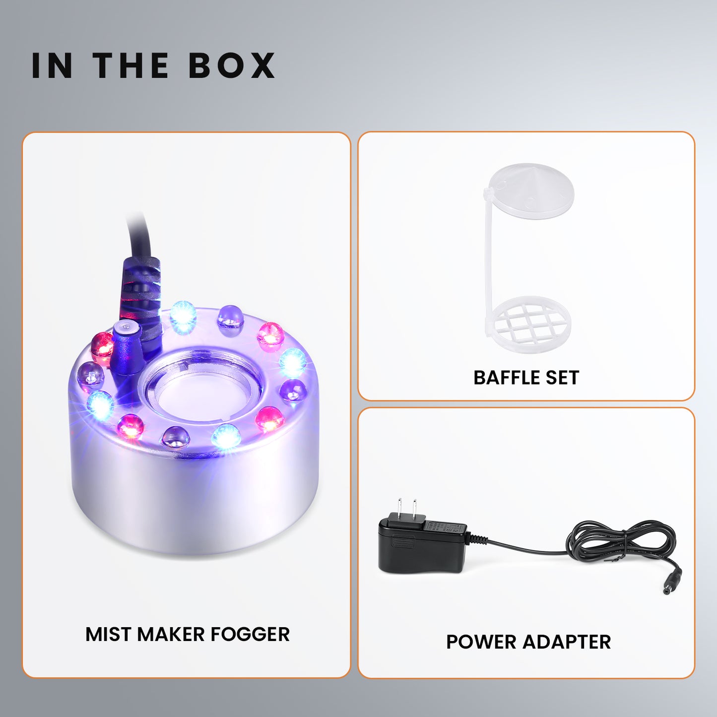 HOM Mist Maker Fogger - Ultrasonic Fogger Machine with 12 Vibrant LED Light Colors - High-Output Mini Atomizer for Fishpond, Aquarium, & Birdbath