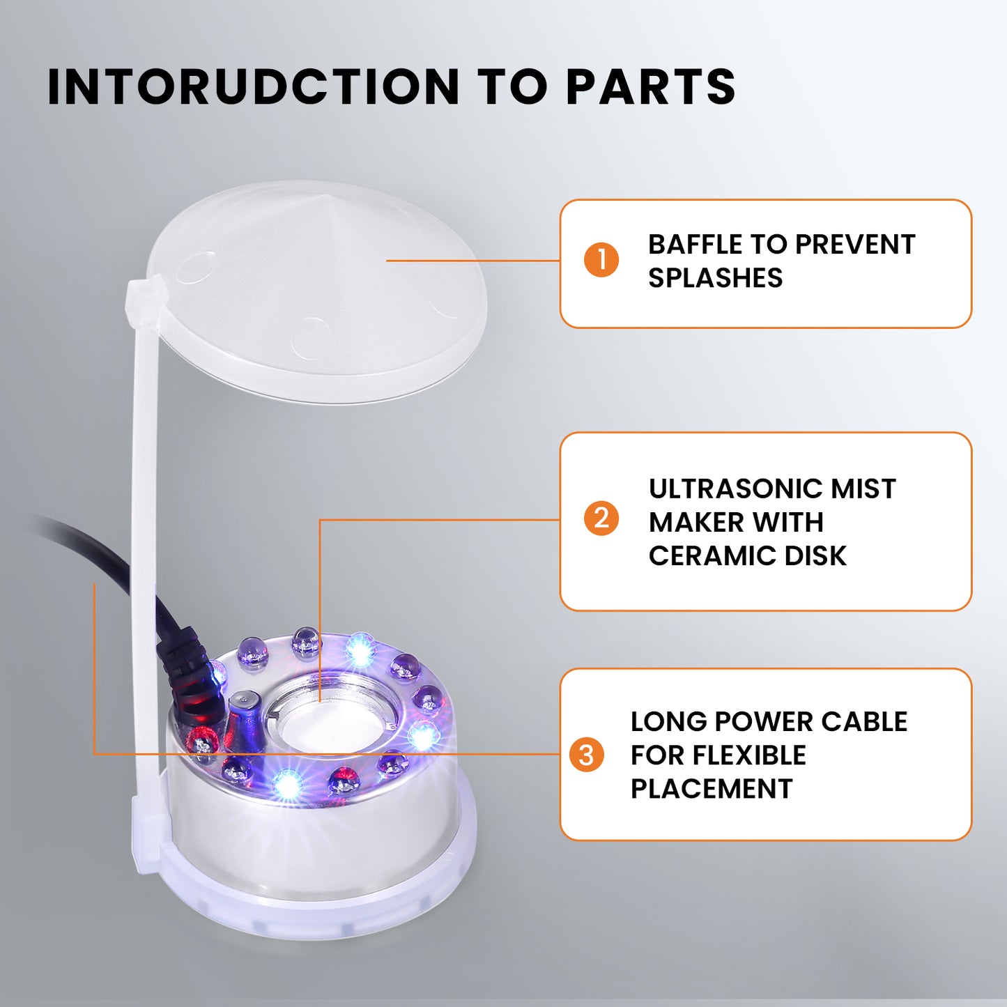 HOM Mist Maker Fogger - Ultrasonic Fogger Machine with 12 Vibrant LED Light Colors - High-Output Mini Atomizer for Fishpond, Aquarium, & Birdbath