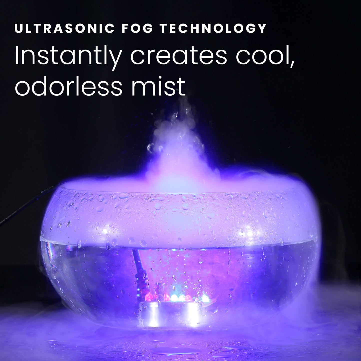HOM Mist Maker Fogger - Ultrasonic Fogger Machine with 12 Vibrant LED Light Colors - High-Output Mini Atomizer for Fishpond, Aquarium, & Birdbath