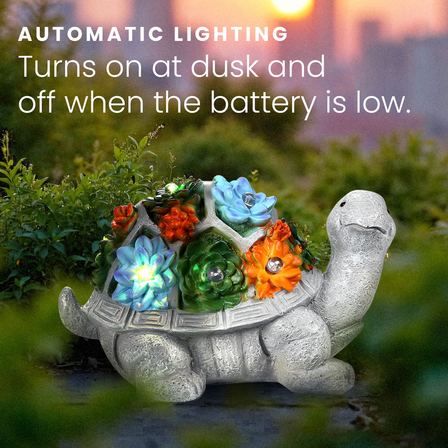 HOM Solar Turtle Statue - Solar Powered Turtle for Garden Decor with LED - Waterproof Solar Lights Outdoor for Patio, Yard, Porch