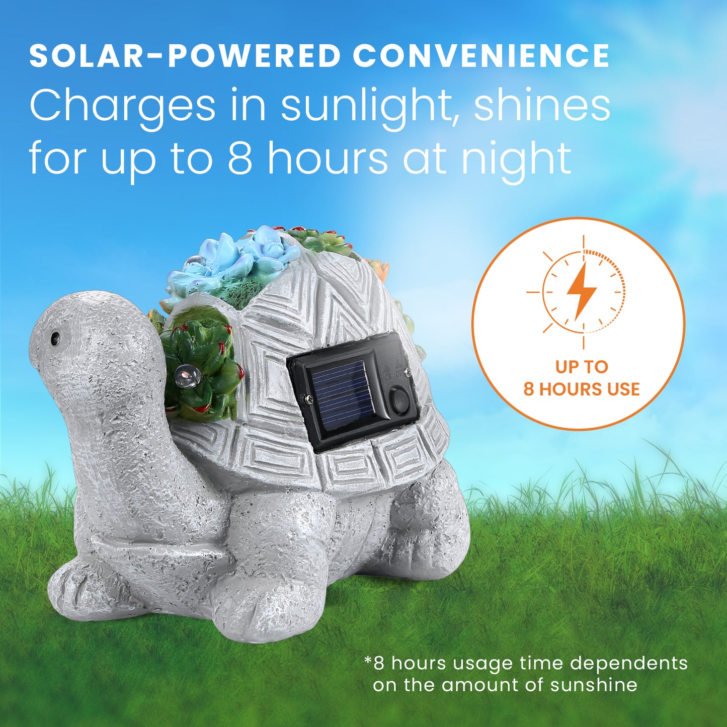 HOM Solar Turtle Statue - Solar Powered Turtle for Garden Decor with LED - Waterproof Solar Lights Outdoor for Patio, Yard, Porch