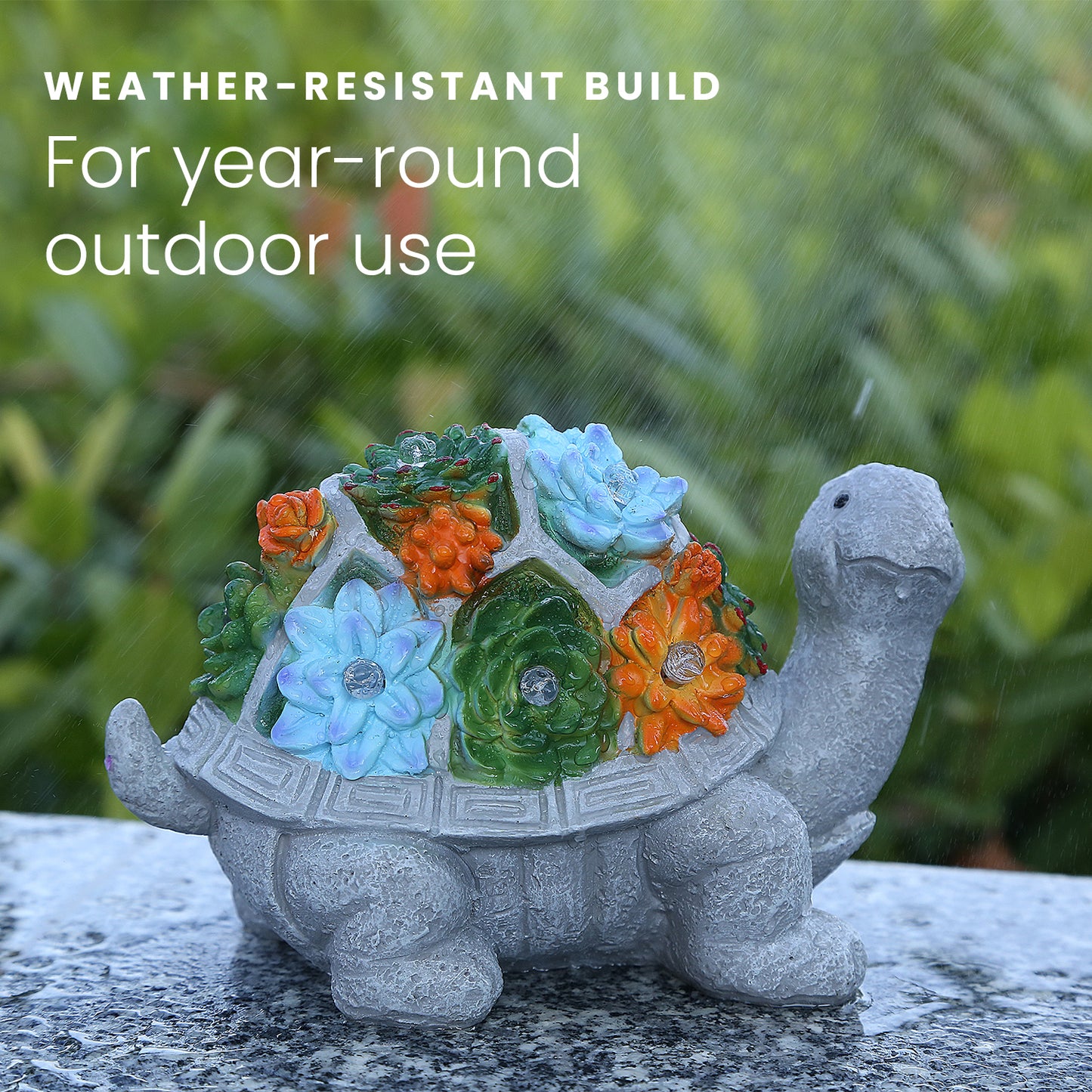 HOM Solar Turtle Statue - Solar Powered Turtle for Garden Decor with LED - Waterproof Solar Lights Outdoor for Patio, Yard, Porch