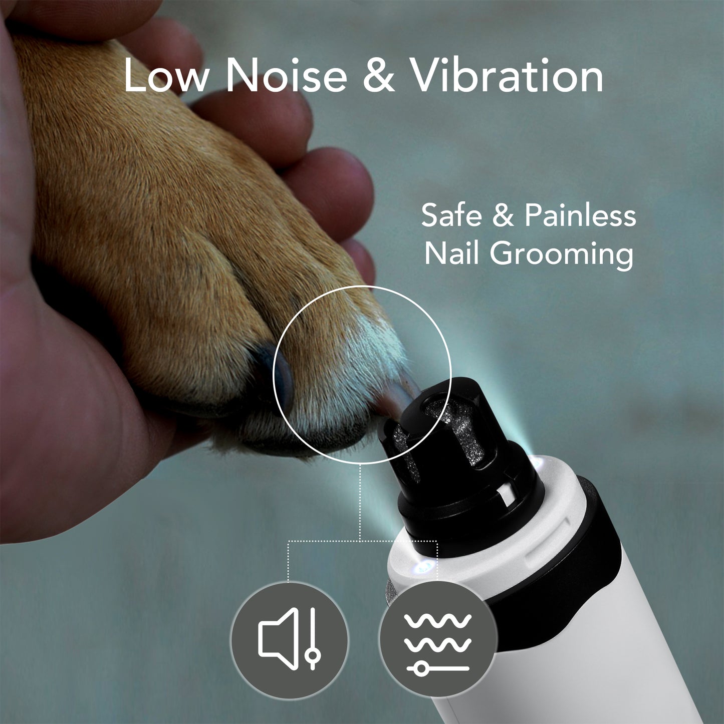 HOM Electric Dog & Cat Nail Grinder - 2-Speed Rechargeable Nail Kit with Extra Grinder Head - Suitable for Small to Large Pet Nails