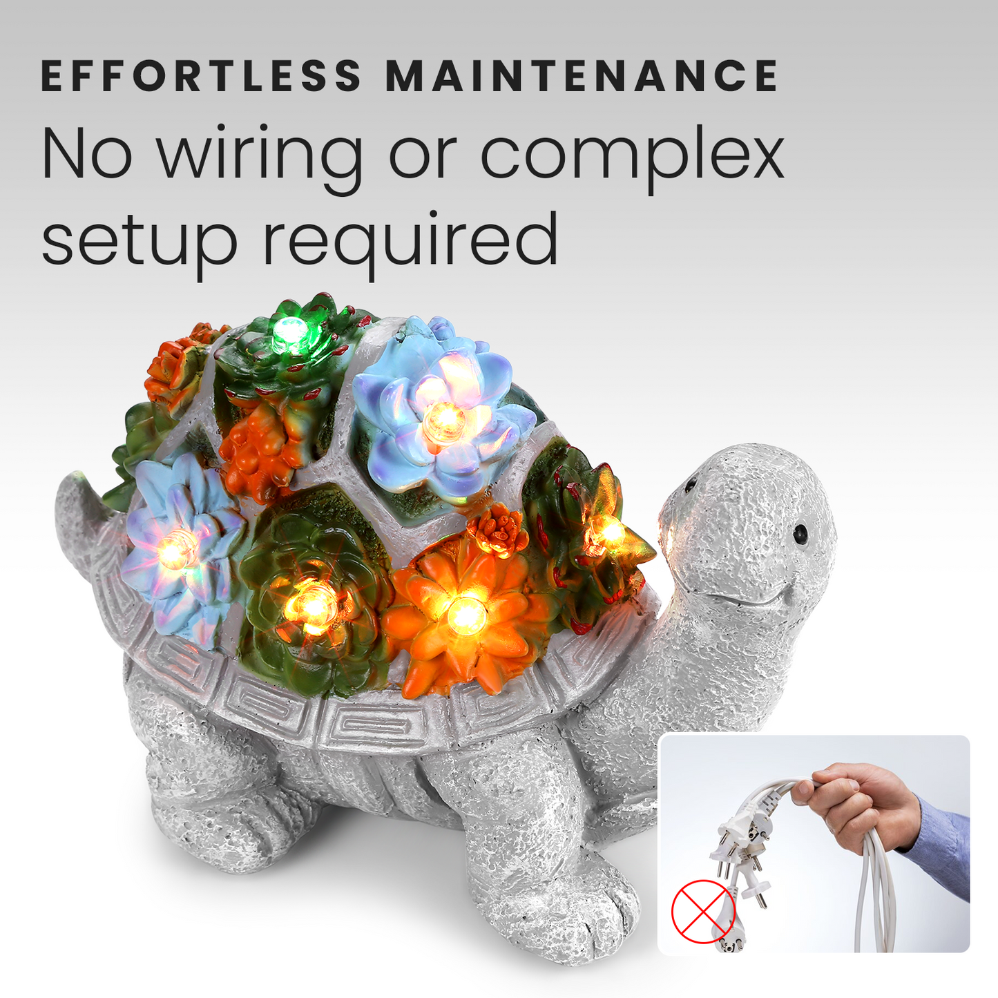 HOM Solar Turtle Statue - Solar Powered Turtle for Garden Decor with LED - Waterproof Solar Lights Outdoor for Patio, Yard, Porch
