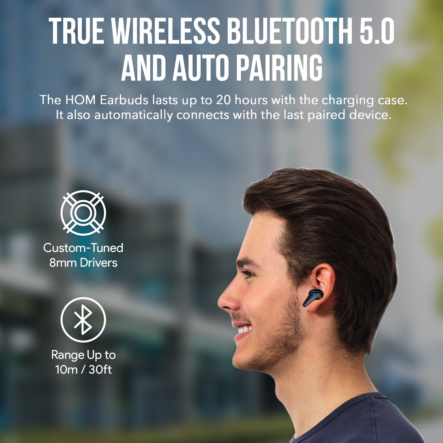 HOM True Wireless Gaming Earbuds - High-Quality Gaming Headphones Earphones with Ultra-Low Latency and Quick Bluetooth Pairing