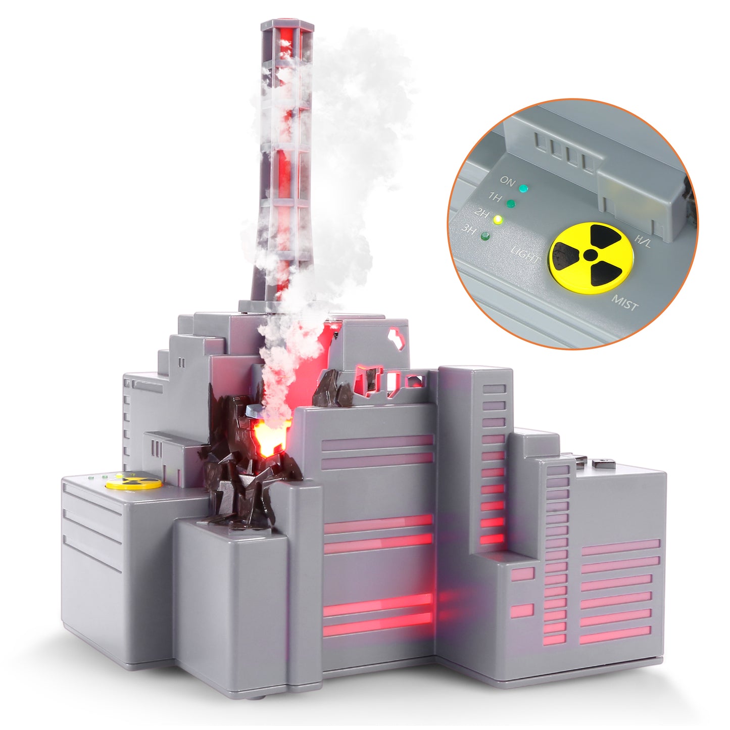 HOM Smart Chernobyl Humidifier - Miniature Power Plant Inspired Air Humidifier for Bedroom, Living Room, and More - Ultrasonic Humidifier and Aromatherapy Diffuser with 3 Mist Modes and 7 Color Modes