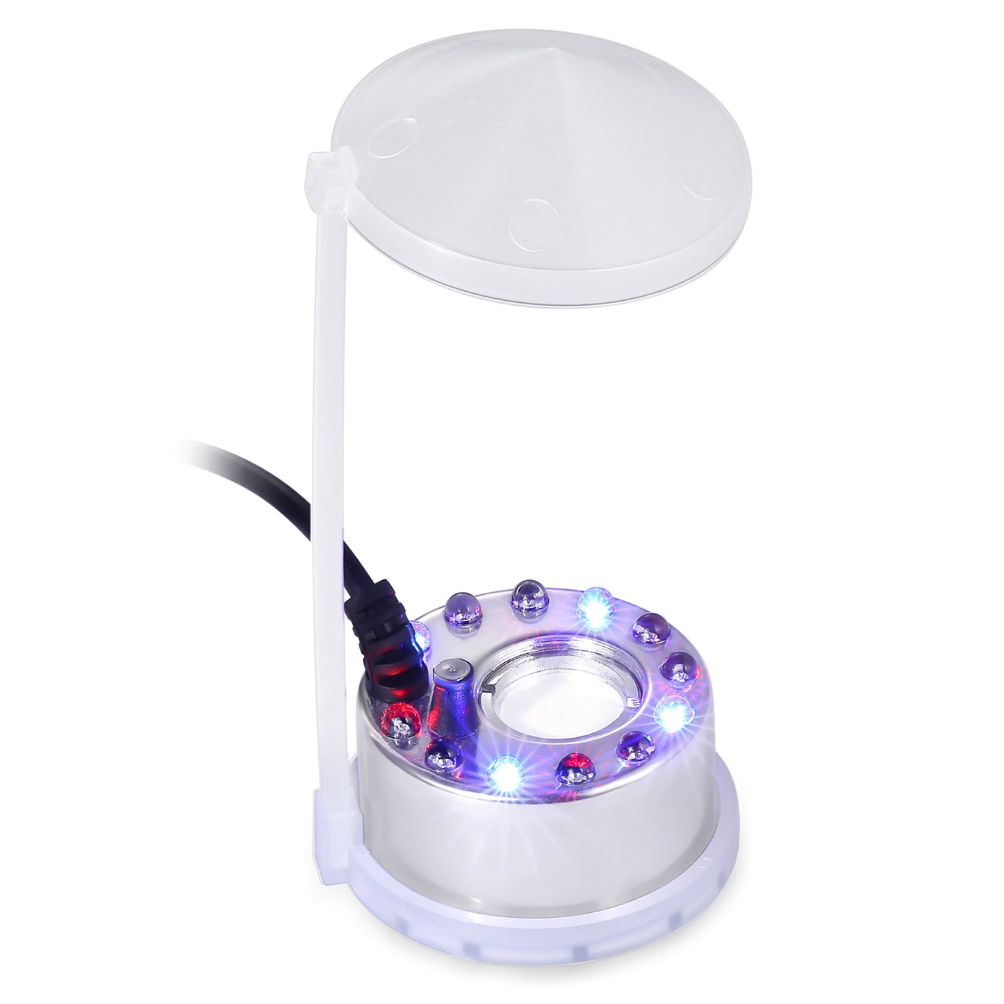 HOM Mist Maker Fogger - Ultrasonic Fogger Machine with 12 Vibrant LED Light Colors - High-Output Mini Atomizer for Fishpond, Aquarium, & Birdbath