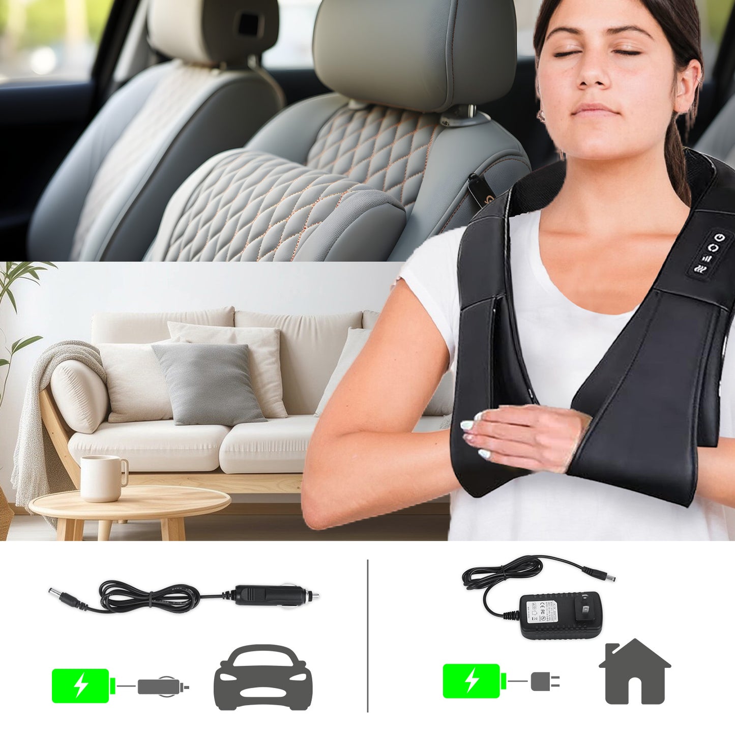 HOM Neck, Shoulder & Back Massager with Soothing Heat & Deep Tissue Kneading for Body and Muscle Pain Relief