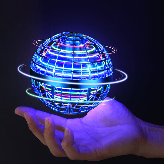 HOM Flying Orb Ball Globe-Shaped Mini Drone Hover Ball with LED & Hidden Propellers - Safe Outdoor Toys for Kids & Adults