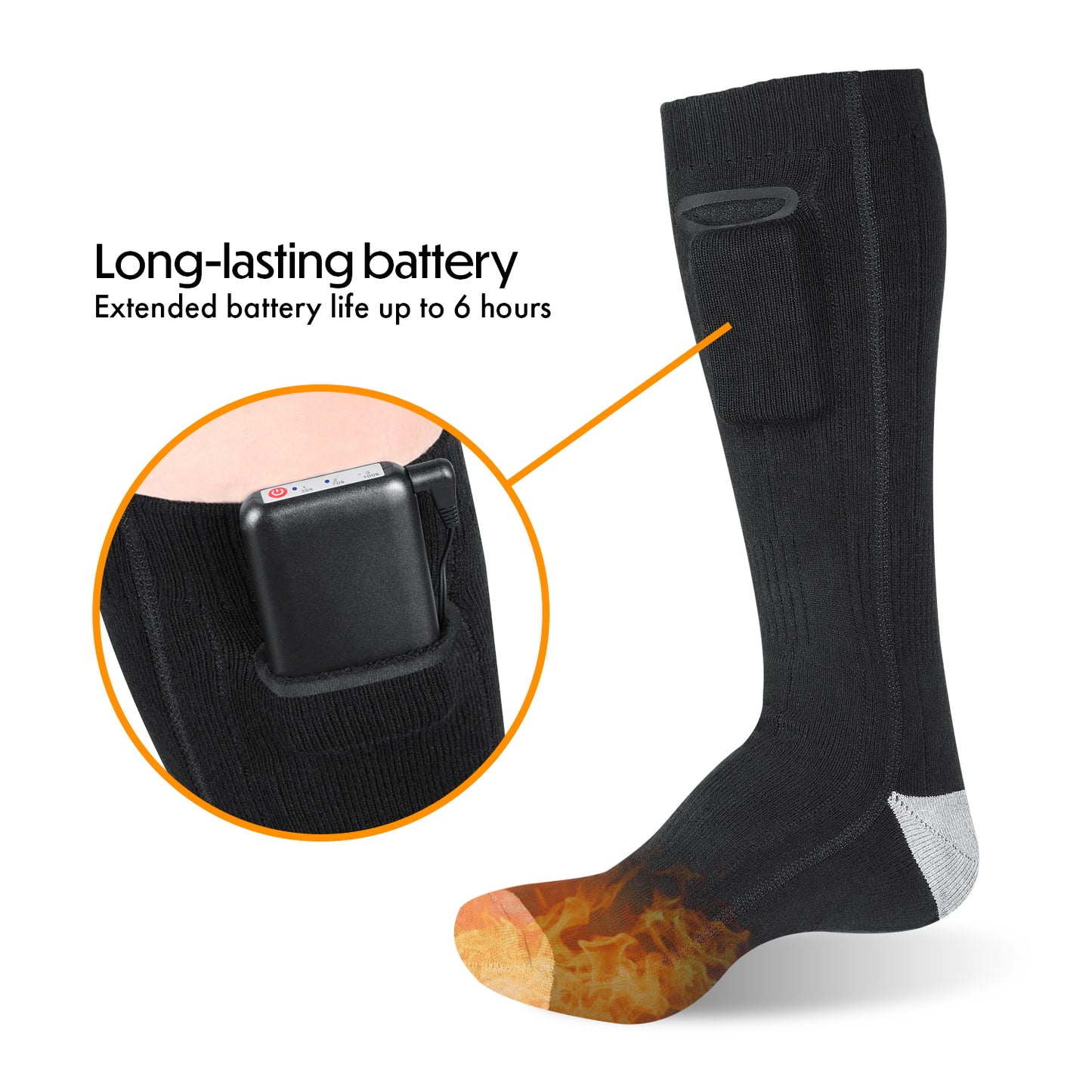 HOM Heated Socks with Rechargeable Electric Battery for Men & Women - Perfect Winter Gift Foot Warmer for Skiing, Fishing, Camping & Outdoor Use