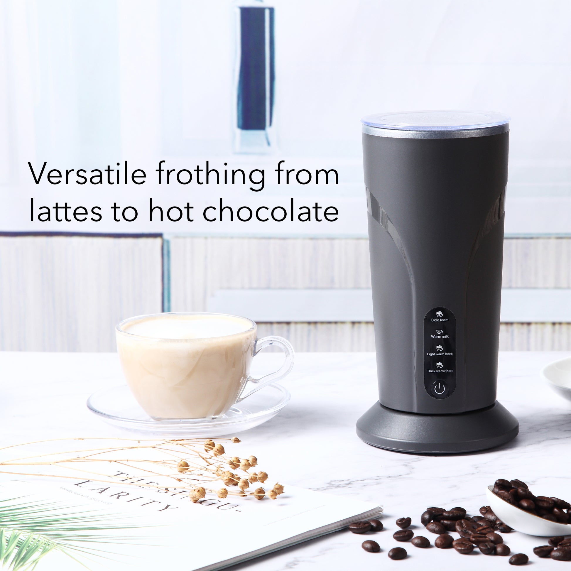 HOM Electric Milk Frother Versatile 4-in-1 Milk Steamer and