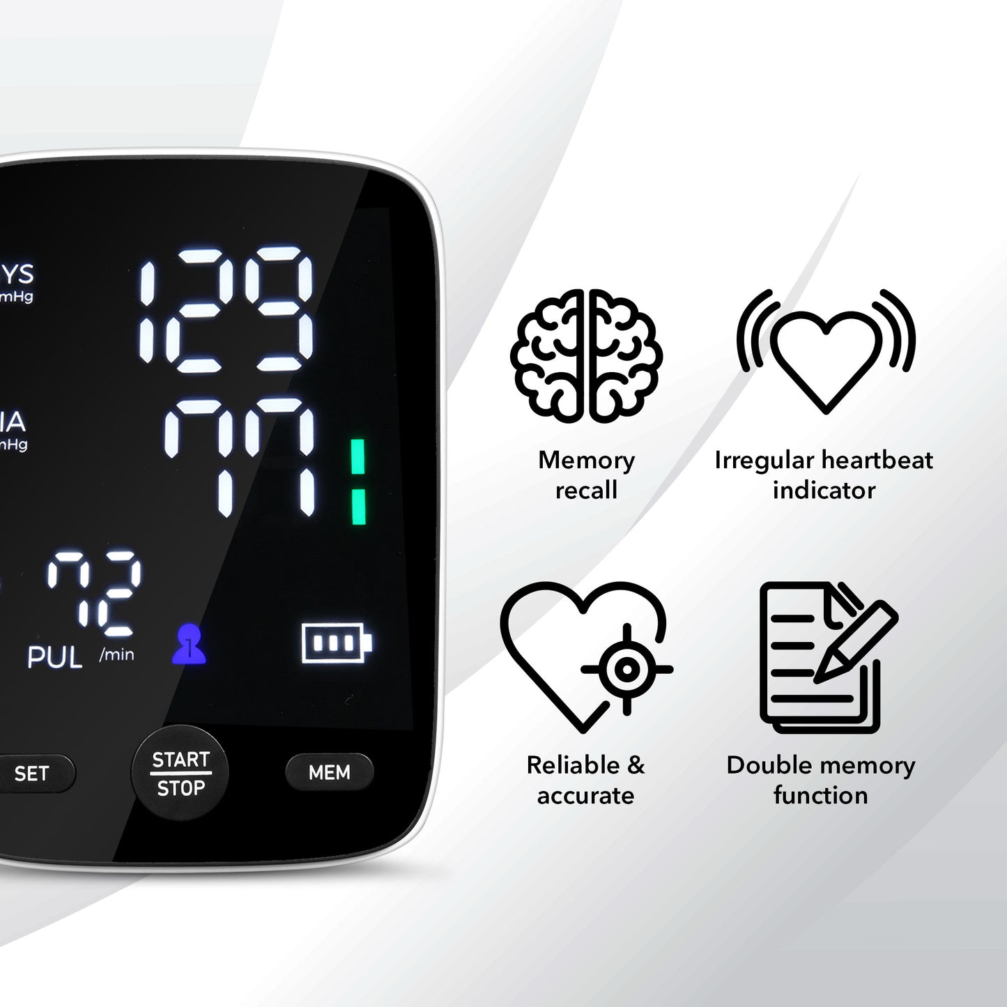 HOM Digital Blood Pressure Monitor - Portable Digital Upper Arm Blood Pressure Monitor with Double Memory Function