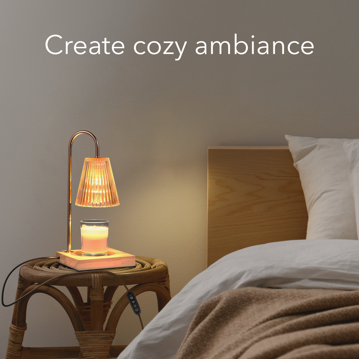 HOM Candle Warmer Lamp with Adjustable Brightness & Timer Function