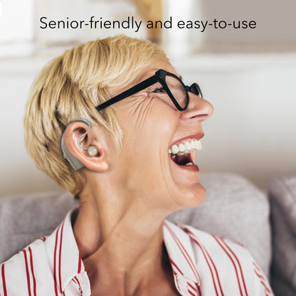 HOM Superior Hearing Aids for Seniors - Comfortable Rechargeable Behind the Ear Hearing Devices with Advanced Noise Reduction