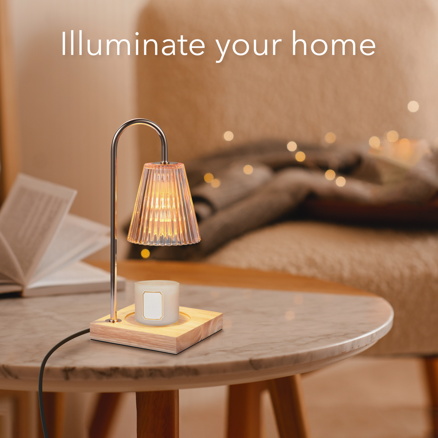 HOM Candle Warmer Lamp with Adjustable Brightness & Timer Function