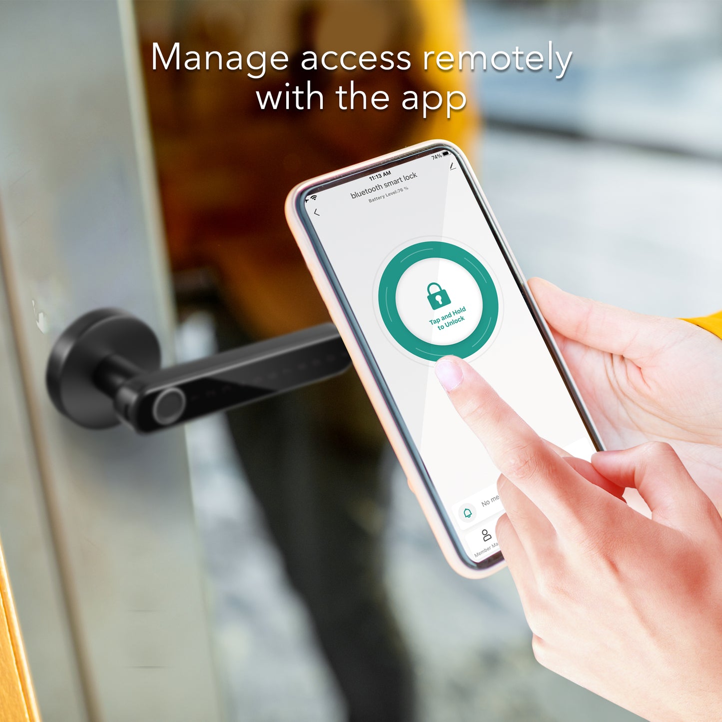 HOM Smart Door Lock - Keyless Entry, App Control, Fingerprint Door Lock, Digital Door Lock with Keypad for Enhanced Security