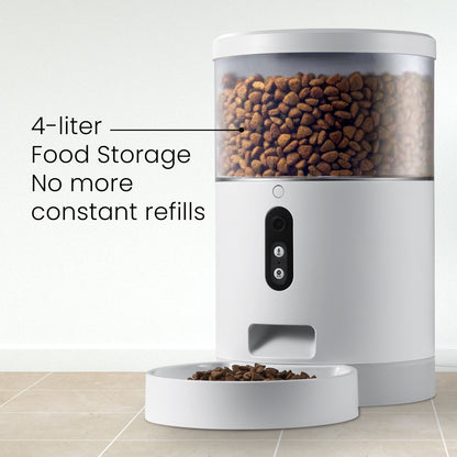 HOM Smart Pet Feeder - Automatic Cat Feeder & Dog Feeder with Portion Control & Programmable Feeding Time (4L)