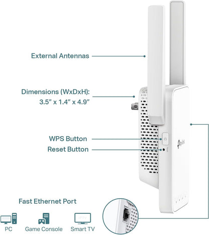 HOM High Performance WiFi Booster & Range Extender | Expand Wireless Network Coverage to Every Corner | Compatible with All Routers | Easy Setup with WPS | US Plug