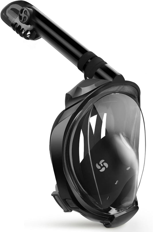 HOM Premium Dry Snorkel Mask Set - Anti-Fog Panoramic View Full Face Snorkeling Gear for Adults, Adjustable Strap w/Travel Bag - US