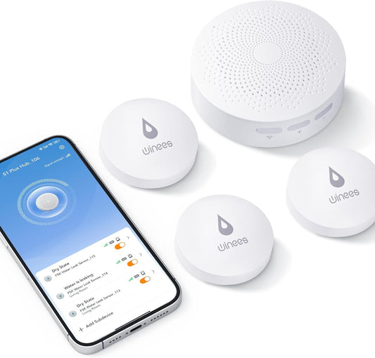 HOM Smart Water Leak Detector with App Alerts – Battery-Powered Flood Sensor for Home, Basement, or RV
