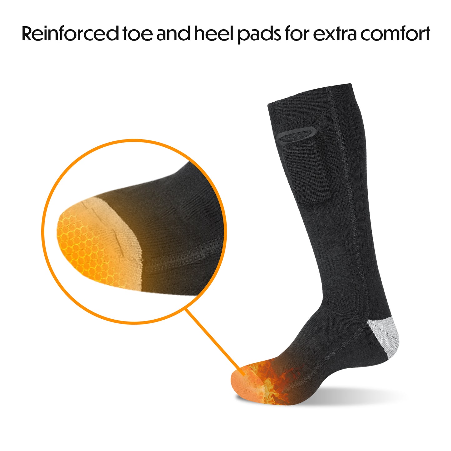 HOM Heated Socks with Rechargeable Electric Battery for Men & Women - Perfect Winter Gift Foot Warmer for Skiing, Fishing, Camping & Outdoor Use