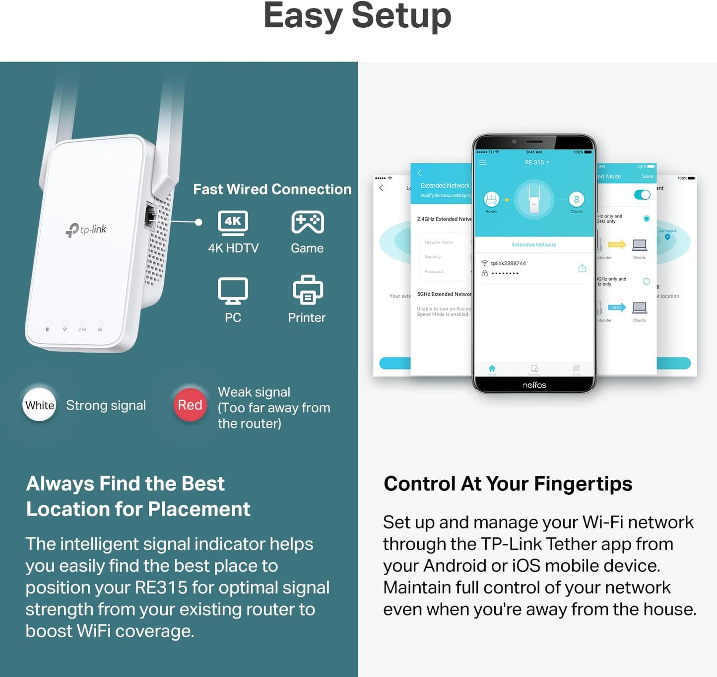 HOM High Performance WiFi Booster & Range Extender | Expand Wireless Network Coverage to Every Corner | Compatible with All Routers | Easy Setup with WPS | US Plug